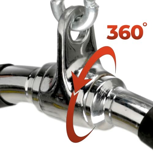 Close-up of a metal 360-degree swivel hook.