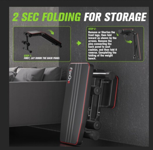 Man using adjustable weight bench for full-body workout.