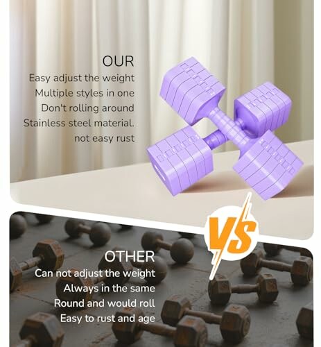 Comparison of adjustable dumbbell and fixed dumbbells.