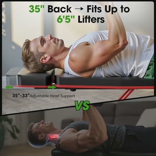 Man using adjustable weight bench with comparison to another bench.