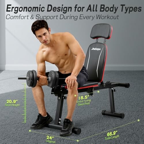 Man using an adjustable weight bench with dumbbells.