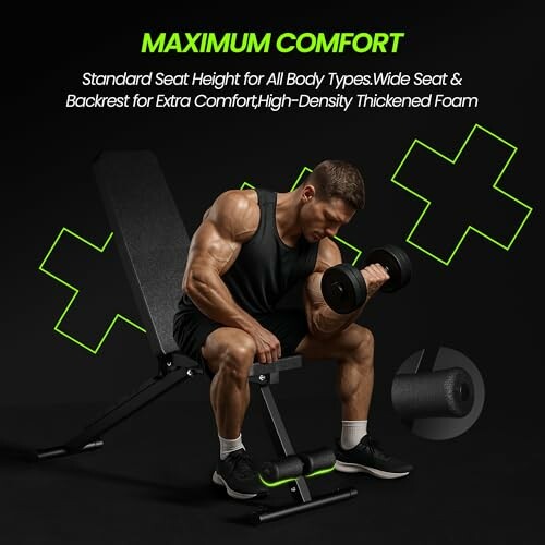 Man using adjustable weight bench for dumbbell exercise.