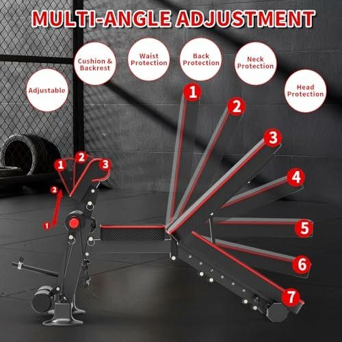 Multi-angle adjustable workout bench with seven positions for various exercises