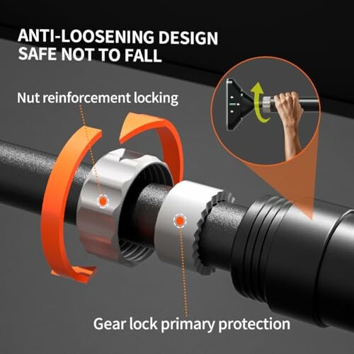 Anti-loosening gear lock design with nut reinforcement locking.