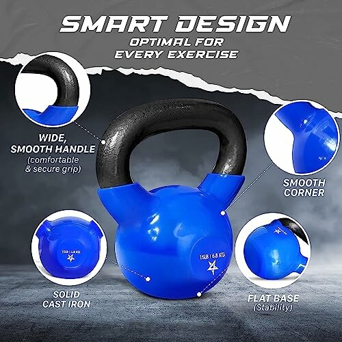 Blue kettlebell showcasing smart design features for effective workouts