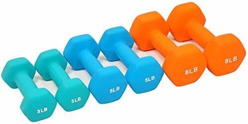 Set of colorful neoprene dumbbells in various weights