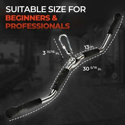 Lat pulldown bar with measurements for beginners and professionals.