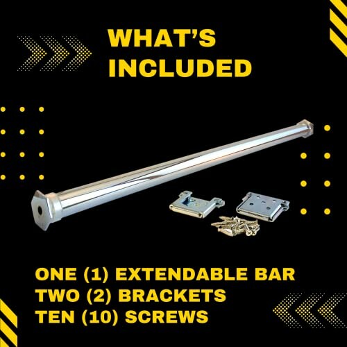 Extendable bar kit with brackets and screws.