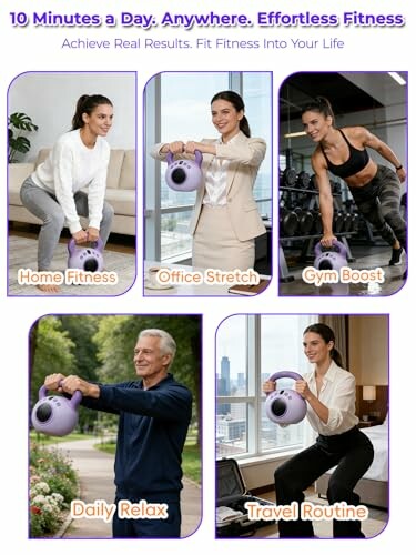 Collage of people engaging in various fitness activities in different settings.