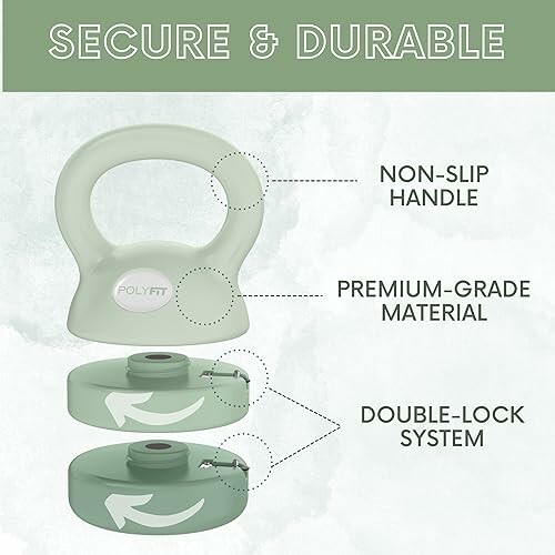 PolyFit kettlebell with non-slip handle, premium-grade material, and double-lock system.