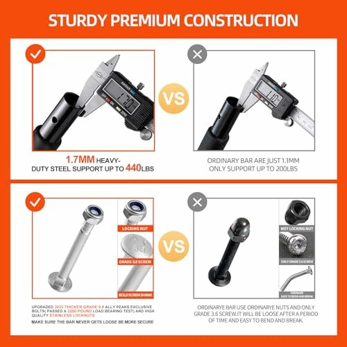 Comparison of sturdy premium construction pull-up bars highlighting heavy-duty support and improved features.
