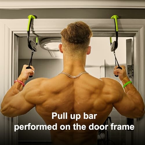 Man using pull-up bar on door frame