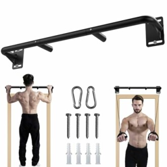 Pull-up bar set with installation hardware and exercises