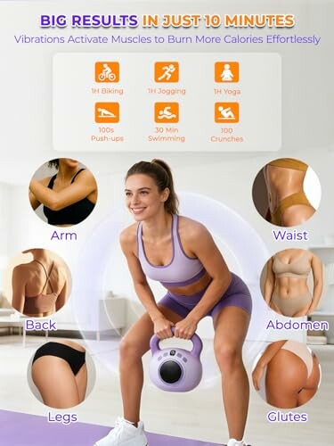 Woman exercising with kettlebell, fitness tips for quick results.