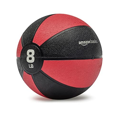 Red and black 8-pound medicine ball