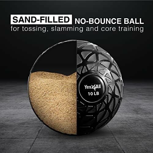 Sand-filled no-bounce ball for exercise.