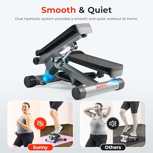 Stepper machine with dual hydraulic system for smooth and quiet home workouts.